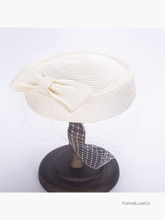 1920s Vintage Fascinator Pillbox Beret Cocktail Wedding Hat with Veil main image 4